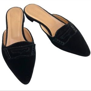 J.Crew Velvet Loafers Mules Black 8.5
